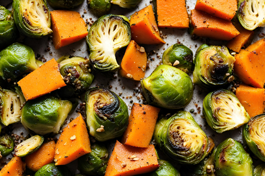 Crispy Sweet Potato and Brussel Sprouts