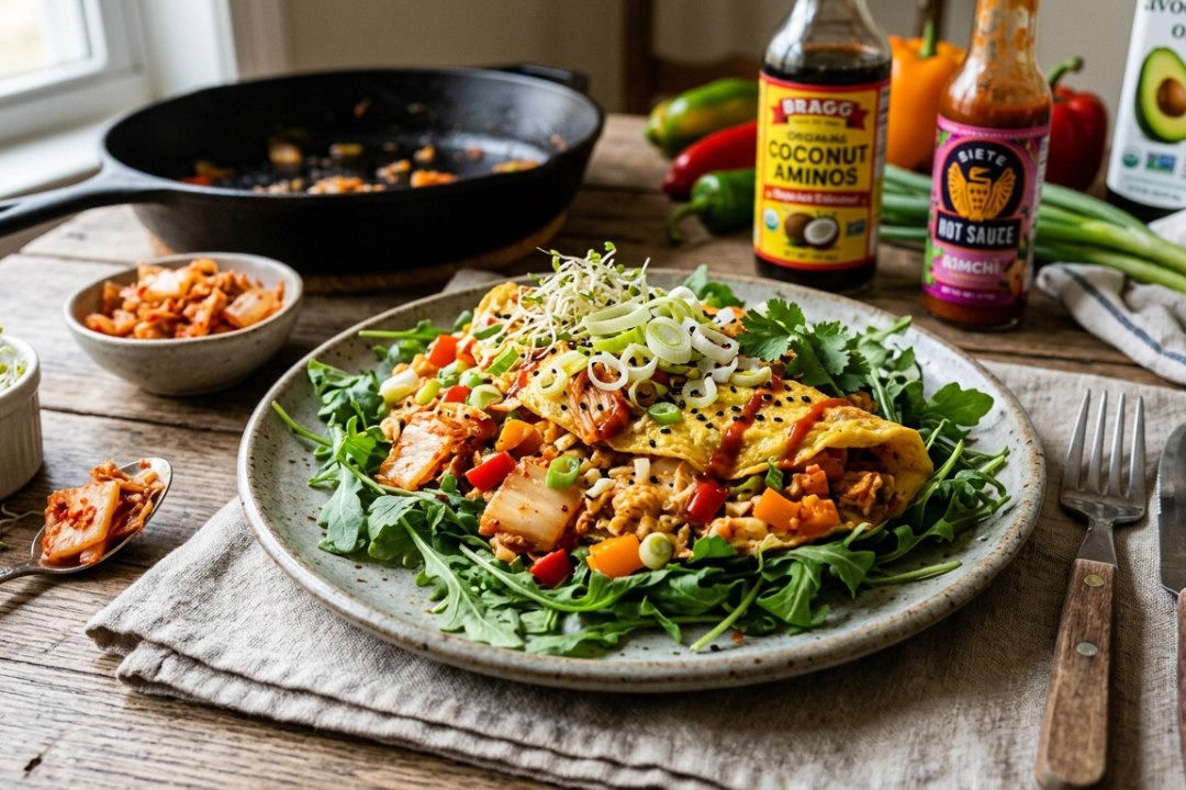 Smoky Egg & Veggie Scramble with Kimchi