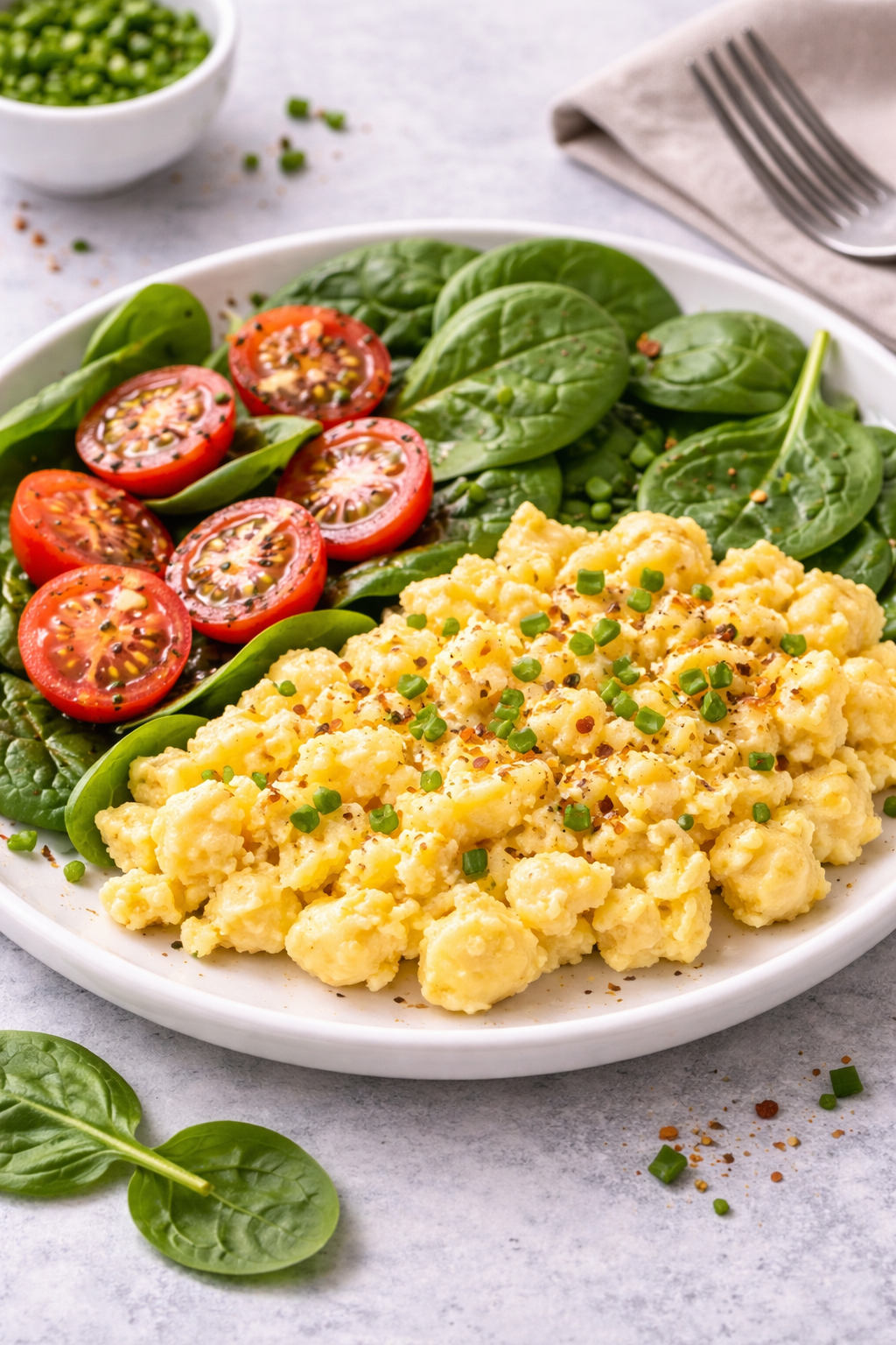 Scrambled Eggs with Spinach and Tomatoes