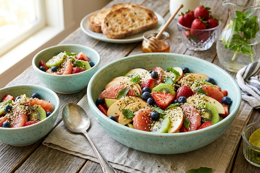 Honey-Lime Fruit Salad with Mint & Hemp